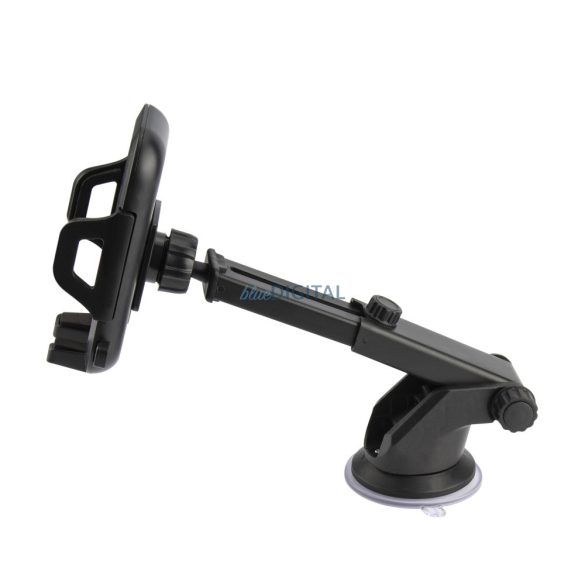 Suport auto universal, poate fi amplasat pe parbriz / bord, rotativ 360°, braț telescopic, negru, Setty US-T1