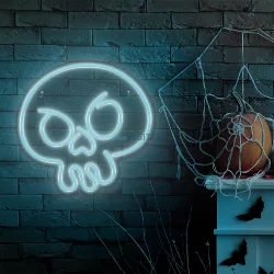   Lampă LED neon din plexiglas, Graffiti Skull, poate fi agățată pe perete, turcoaz, Forever Light FPNE15