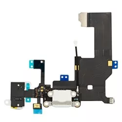   Port de încărcare alb iPhone 5 5G cu mufă + cablu flexibil