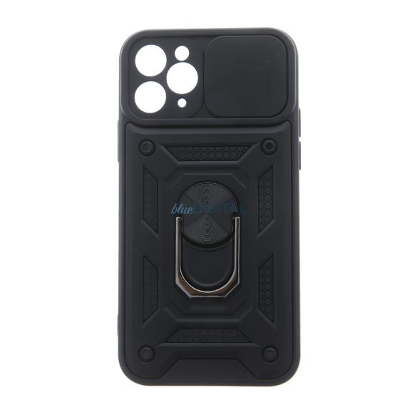 Carcasă din spate pentru iPhone 15 Pro Max (6,7") rezistentă la șocuri, remarcabilă, neagră, Defender Slide