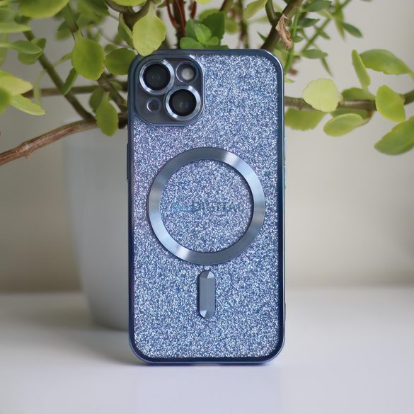 Carcasă din spate pentru iPhone 15 Pro (6,1"), carcasă TPU, protecție pentru cameră, strălucitoare, albastră, Glitter Chrome Mag