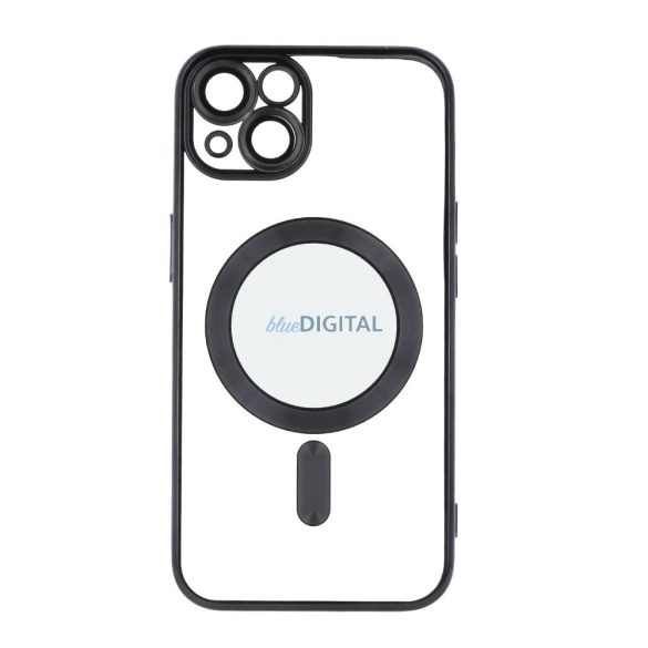 iPhone 15 Pro Max (6.7")Husădin silicon,HusăTPU, protecție pentru cameră, magsafe, luneta cromată, negru, culoare Chrome Mag