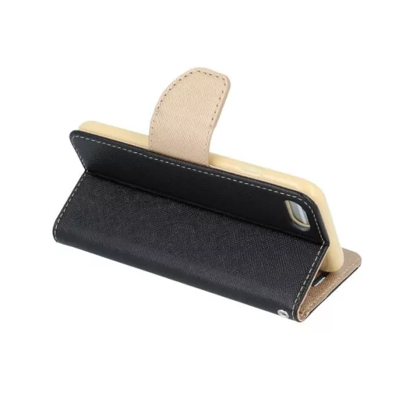 HUSĂ! - Husa telefon Huawei Y3 2017, husa carte, husa cu deschidere laterala, inchidere magnetica, negru si auriu, Fancy
