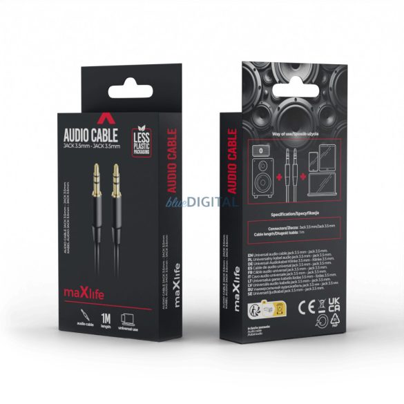 Cablu audio jack-jack universal, 3,5 mm, negru, 1M, Maxlife