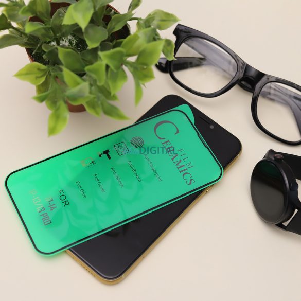 Samsung Galaxy A15 4G/5G folie de sticlă frontală, cadru negru, 9H, 0.33mm, SM-A155, SM-A156, 9D Ceramic Glass