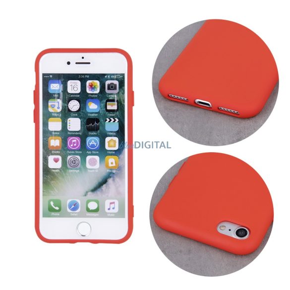 iPhone 7 / 8 / SE 2020 / SE 2022 (4.7") silicon caz, spate caz, suede interior, rosu, mat, silicon caz