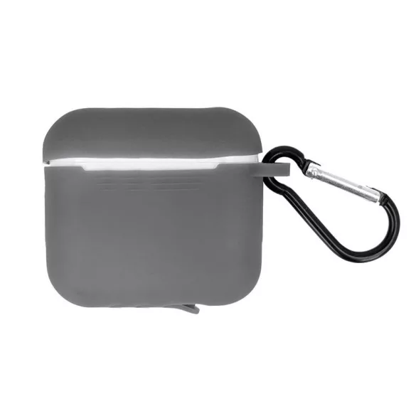 Husa din silicon gri Airpods Pro cu agatator