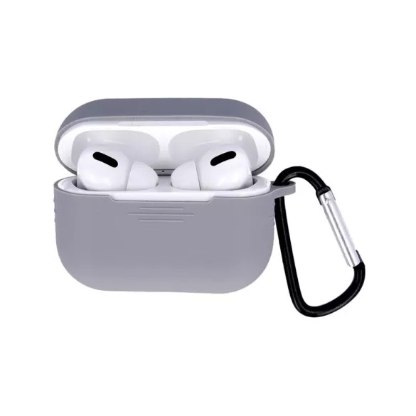 Husa din silicon gri Airpods Pro cu agatator