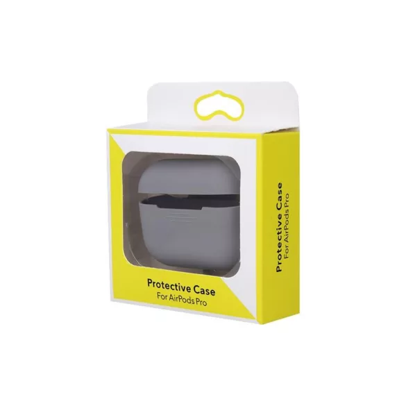 Husa din silicon gri Airpods Pro cu agatator
