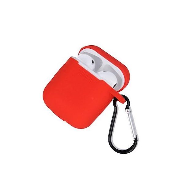 Husă din silicon roșu Airpods / AirPods2 cu agățat