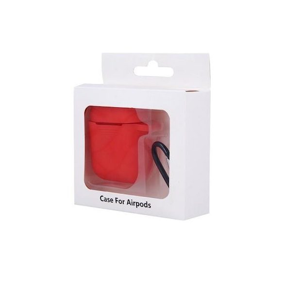 Husă din silicon roșu Airpods / AirPods2 cu agățat