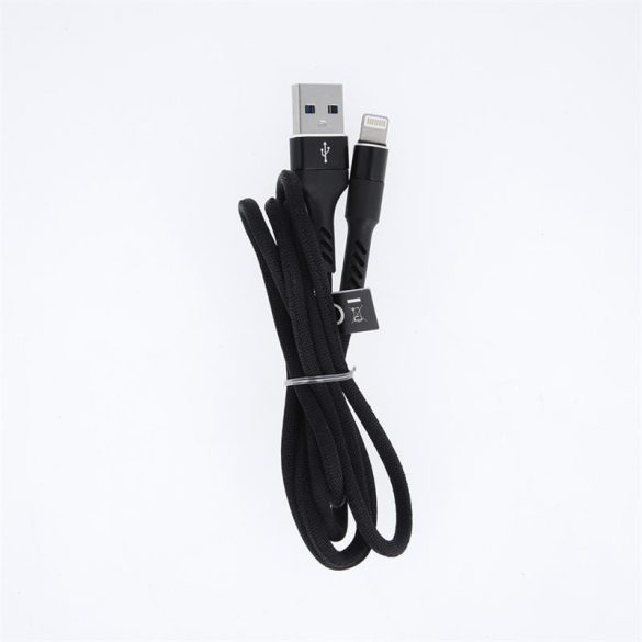 Cablu de date iPhone 8pin, acoperit cu material, 1M, 2A, negru, Maxlife MXUC-01