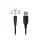 Maxlife MXUC-03 magnetic 3in1 iPhone 8pin Type-C Cablu de date micro USB negru 3A