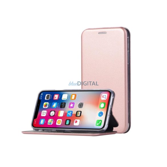 Carcasa Xiaomi Redmi Note 9, inchidere magnetica, husa flip, rama silicon, aur roz, Diva