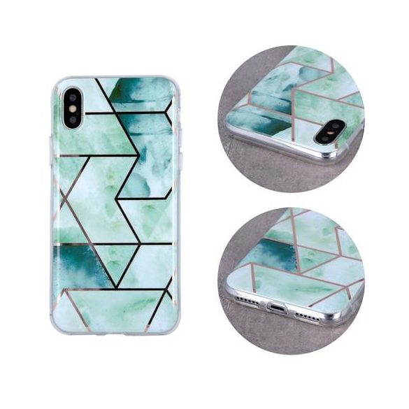 Carcasă din spate iPhone 11 Pro Max (6,5"), carcasă TPU, model marmură, verde, Geometric Marmur