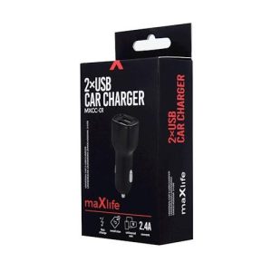 Maxlife MXCC-01 încărcător de trabucuri USB negru 2.1A + cablu de date micro USB 1M