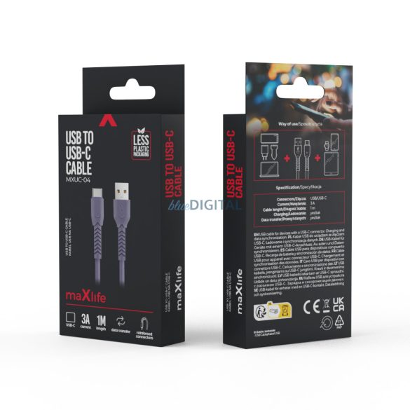 Cablu de date cu încărcare rapidă Type-C, 3A, 1M, violet, Maxlife