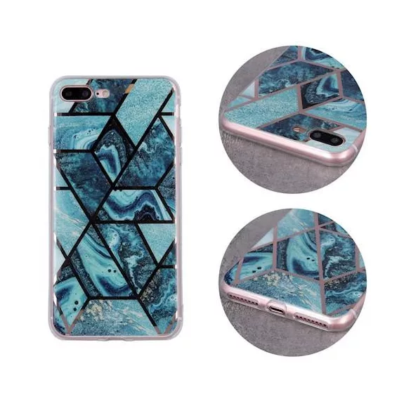 HUSĂ! - Carcasa spate Samsung Galaxy S21 Plus, carcasa TPU, model marmura, albastru, SM-G996, Geometric Marmur