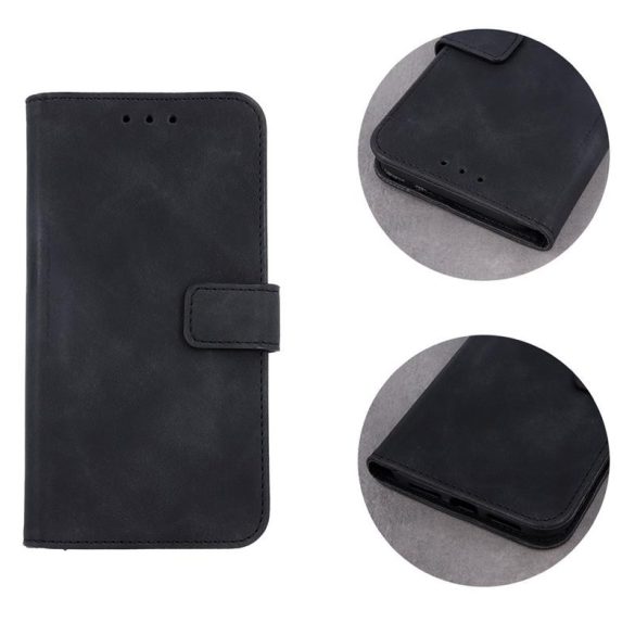 Husă carte Samsung Galaxy S9 Plus, închidere magnetică, husă flip, cadru din silicon, negru, SM-G965, Smart Velvet