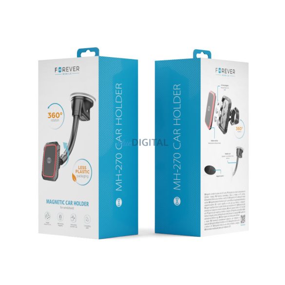 Suport parbriz auto, rotativ 360°, magnetic, negru, Forever MH-270