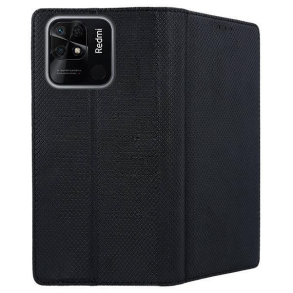 Xiaomi Redmi 10C husă de telefon, husă de carte, husă de deschidere laterală, închidere magnetică, negru