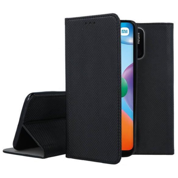 Xiaomi Redmi 10C husă de telefon, husă de carte, husă de deschidere laterală, închidere magnetică, negru