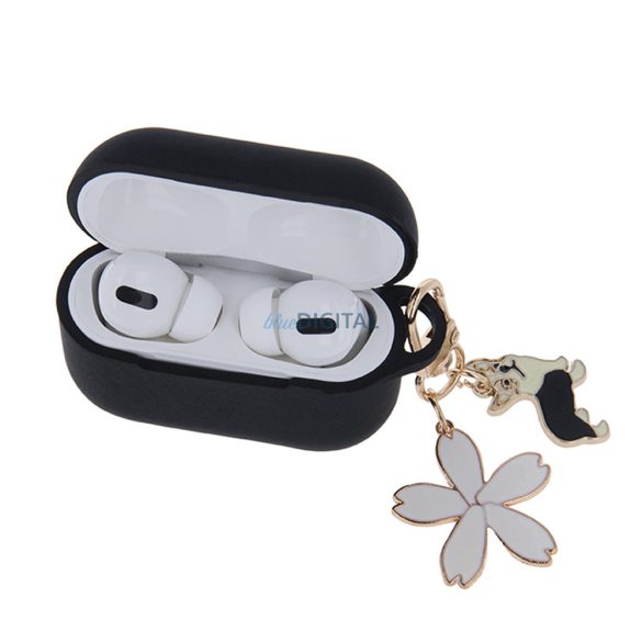 Carcasă din silicon Airpods Pro cu cârlig / decor, negru