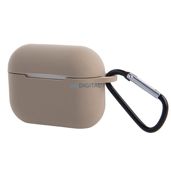 Carcasă din silicon Airpods Pro cu cârlig / decor, bej