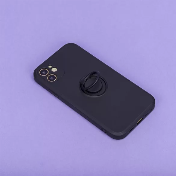 HUSĂ! - Husă cu spate inel pentru Samsung Galaxy M52, husă din silicon, interior din piele intoarsa, negru, SM-M526, prindere pentru degete