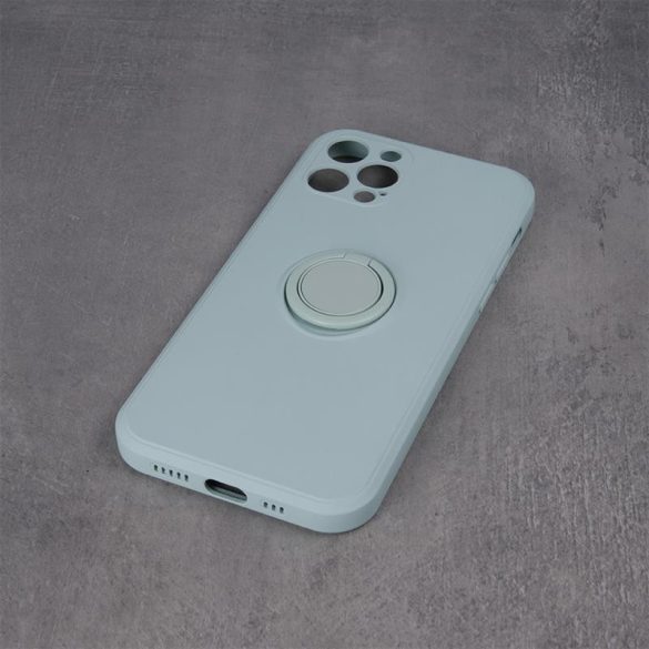 Husă cu spate inel pentru Samsung Galaxy A53, husă din silicon, interior din piele intoarsa, verde, SM-A536, prindere pentru degete