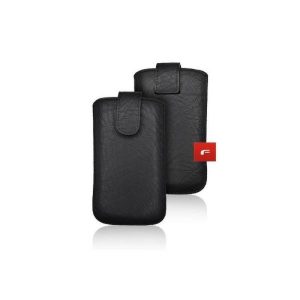 Husă magnetică cu plug-in Forcell KORA2 din piele artificială neagră pentru Nokia E52 515