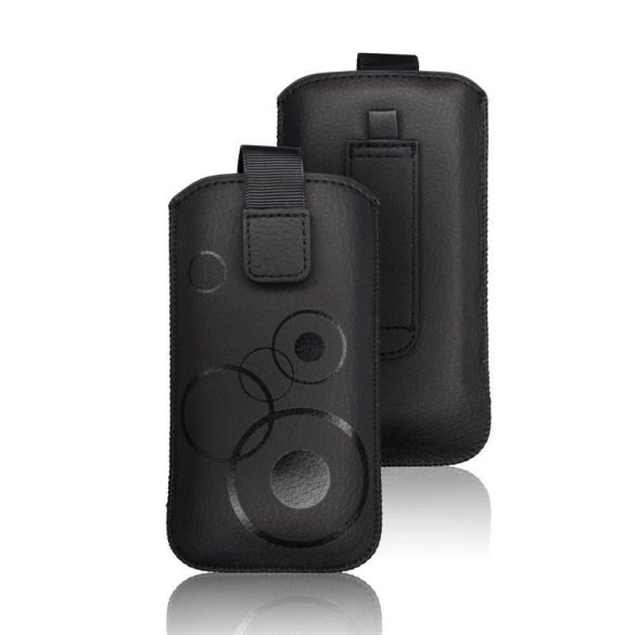 Husă neagră din piele artificială Forcell Deko cu model rotund Nokia E52 / 515 / Samsung S5610 / S5611 dimensiune