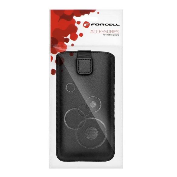 Husă neagră din piele artificială Forcell Deko cu model rotund Nokia E52 / 515 / Samsung S5610 / S5611 dimensiune
