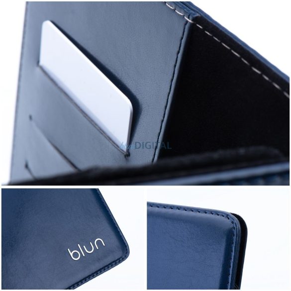 Carcasă universală pentru tablete 10,5"-11", husă din piele ECO / interior din microfibră, albastru închis, Blun