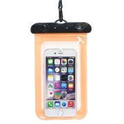   Husa de telefon universala impermeabila, transparenta/portocalie, din silicon rezistent