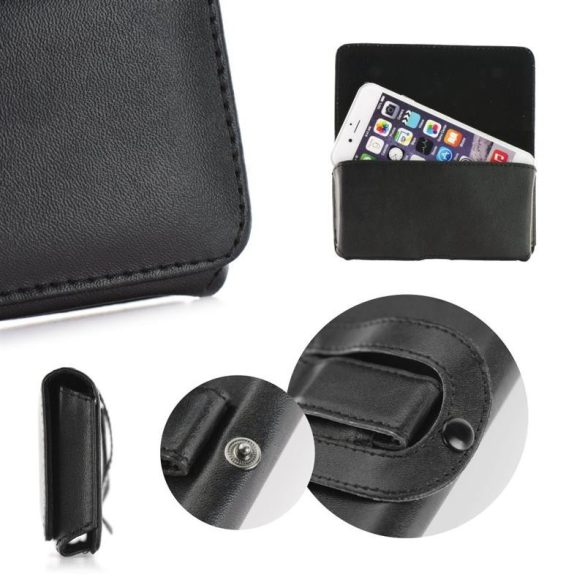 Husă din piele neagră atașată la curea iPhone 6 7 8 SE2 2020 (4,7")