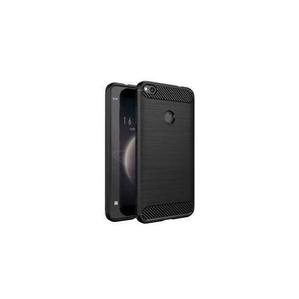 Husa din silicon neagra din fibra de carbon Huawei P8 Lite 2017 P9 Lite 2017 (Forcell)