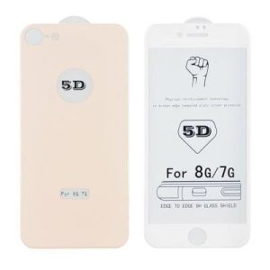 Lipici complet iPhone 8 (4,7") folie de sticlă îndoită 5D față + spate auriu roz