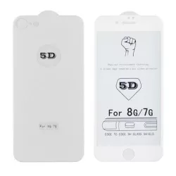   Lipici complet iPhone 8 (4,7") alb curbat 5D folie de sticlă față + spate
