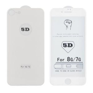 Lipici complet iPhone 8 (4,7") alb curbat 5D folie de sticlă față + spate