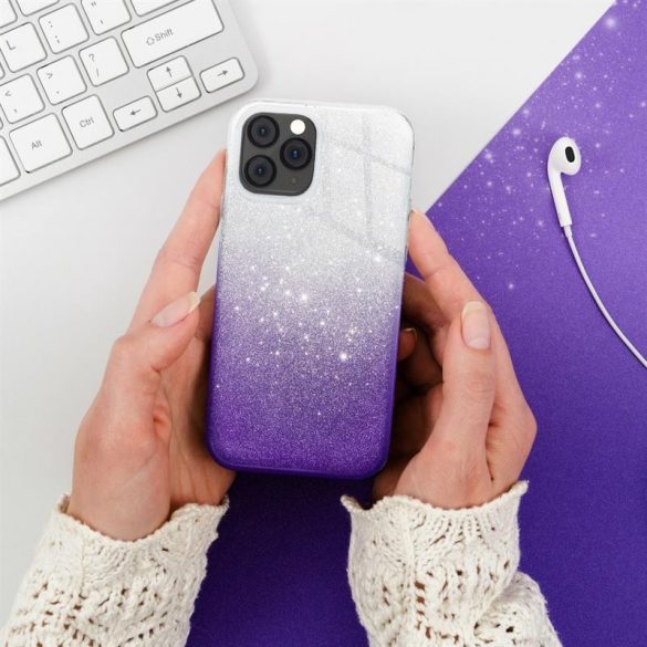 Husa din silicon pentru iPhone 7 Plus / 8 Plus (5,5"), cu sclipici, husa din spate, violet-argintiu