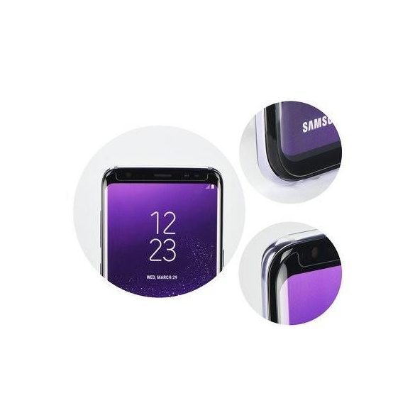 Samsung G965 Galaxy S9 Plus folie de sticlă frontală, temperată, curbată, cadru negru, compatibilă cu carcasa, SM-G965, 5D Full Glue