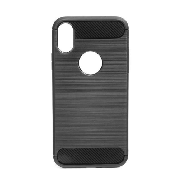 Husa din silicon neagra din fibra de carbon pentru iPhone X / XS (5,8")