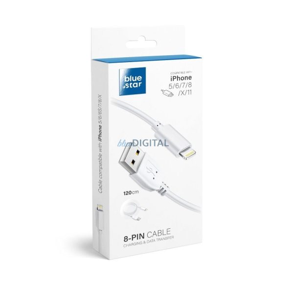 Cablu de date iPhone 8pin, 1,2 m, alb, Bluestar