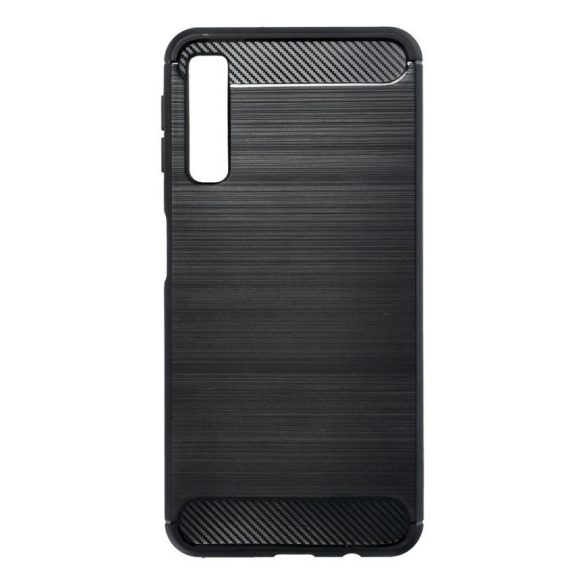 Husa din silicon neagra pentru Samsung A750 Galaxy A7 2018 din fibra de carbon (Forcell)