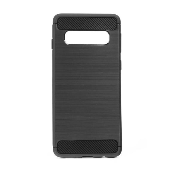 Husa din silicon neagra pentru Samsung G973 Galaxy S10 din fibra de carbon (Forcell)