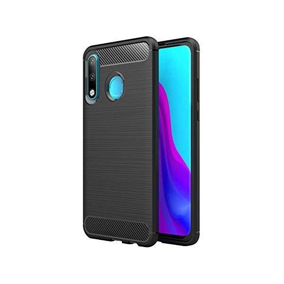 Husa din silicon Huawei P30 Lite, neagra, fibra de carbon