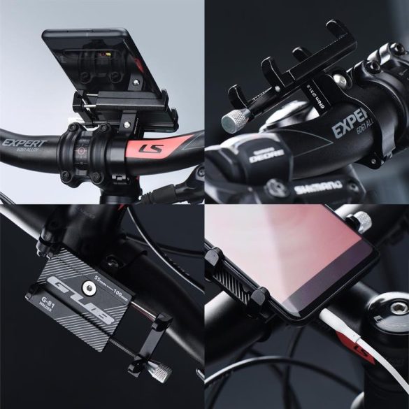 Suport negru pentru telefon pentru biciclete GUB G81 universal montat pe ghidon