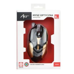 Mouse pentru gamer cu fir ART AM-98 negru-auriu 2400 DPI