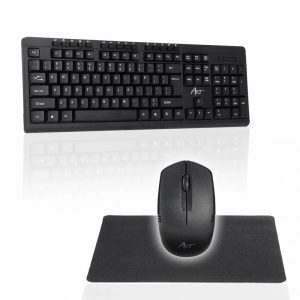 Tastatura + mouse wireless, cu mouse pad, aspect englezesc, negru, ART AK-48A